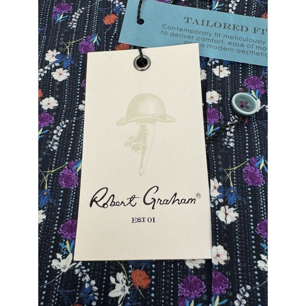 NWT Robert Graham EGGER Floral Modern‎ Americana Tailored Fit Shirt 2XL $178 - Picture 2 of 11